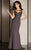 Clarisse - Applique Illusion Bateau Dress M6240 in Gray and Brown