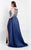 Rachel Allan Curves - 6327 Beaded Illusion Bateau A-line Dress in Blue