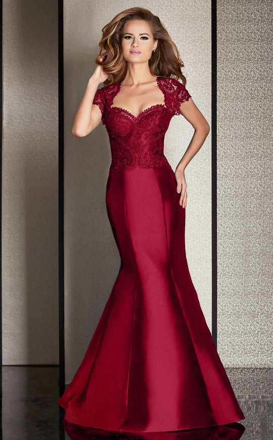 Clarisse - M6256 Lace Queen Anne Mermaid Dress in Red