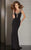 Clarisse - M6259 Bejeweled V-neck Dress in Black