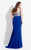 Rachel Allan Curves - 6330 High Neck Beaded Mermaid Gown in Blue