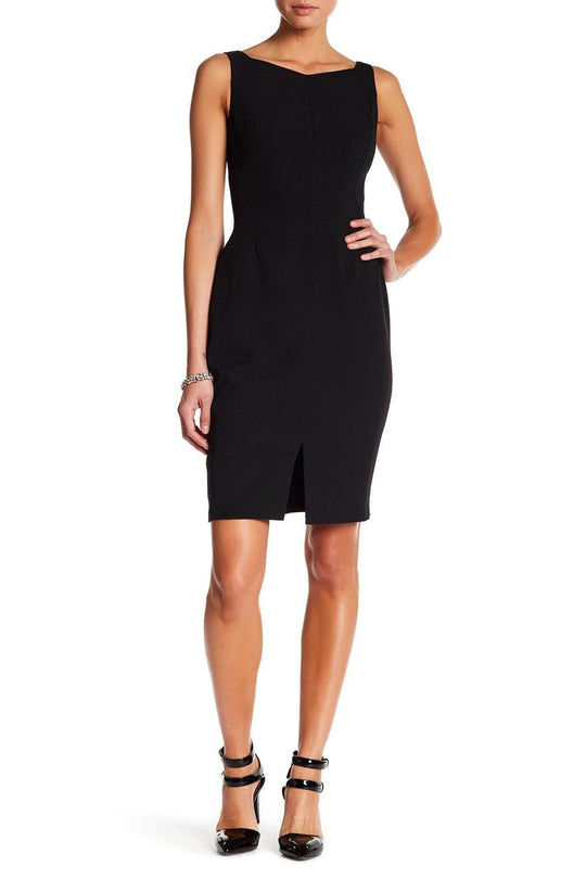 Adrianna Papell - AP1D100506 Sleeveless Bateau Crepe Dress in Black