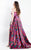 Rachel Allan Curves - 6331 Floral Printed Strapless Gown in Black and Multi-Color