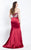 Rachel Allan Curves - 6332 Embroidered Floral Halter Mermaid Gown in Red