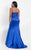 Rachel Allan Curves - 6332 Embroidered Floral Halter Mermaid Gown in Blue
