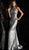 Jovani - 63334 Fully Sequined Halter Trumpet Dress In Silver