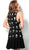 Jovani - 63338 Leather Appliqued Plunging V-Neck Dress In Black