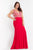 Rachel Allan Curves - 6333 Floral Beaded V-Neck Gown in Red