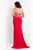 Rachel Allan Curves - 6333 Floral Beaded V-Neck Gown in Red