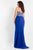 Rachel Allan Curves - 6333 Floral Beaded V-Neck Gown in Blue