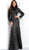 Jovani - 63345 Glitter Long Sleeve High Neck Gown in Black