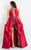 Rachel Allan Curves - 6336 Beaded Romper with Overskirt in Red