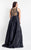 Rachel Allan Curves - 6336 Beaded Romper with Overskirt in Black