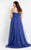 Rachel Allan Curves - 6337 Floral Beaded Tulle Gown in Blue