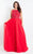 Rachel Allan Curves - 6337 Floral Beaded Tulle Gown in Red