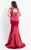Rachel Allan Curves - 6338 Cap Sleeves Satin Mermaid Gown in Red