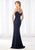 Cameron Blake - 218614 Spaghetti Strap Trumpet Jersey Formal Dress in Blue