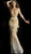Jovani - 63404 Deep Halter V-neck Fringe Sheath Dress In Gold