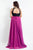 Rachel Allan Curves - 6340 String Beaded Chiffon Dress in Black and Purple