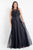 Rachel Allan Curves - 6340 String Beaded Chiffon Dress in Black