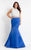 Rachel Allan Curves - 6341 Two-Piece Beaded Mermaid Gown in White and Blue