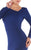 MNM Couture - N0009 Long-Sleeved Plunging Back Evening Gown in Blue