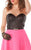 MNM Couture - N0011 Strapless High Low Cocktail Dress in Black and Pink