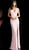 Jovani - 63450 Fringe Ornate Faux Feathered Long Gown In Pink