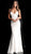 Jovani - Adorned Lace Backless Long Gown 63456 In White