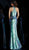 Jovani - 63474 Sequined High Halter Sheath Gown in Silver