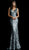 Jovani - 63477 Embellished Deep V-neck Trumpet Dress In Green