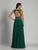 Dave & Johnny - A6347W Stone Embellished Illusion Jewel A-line Dress in Green