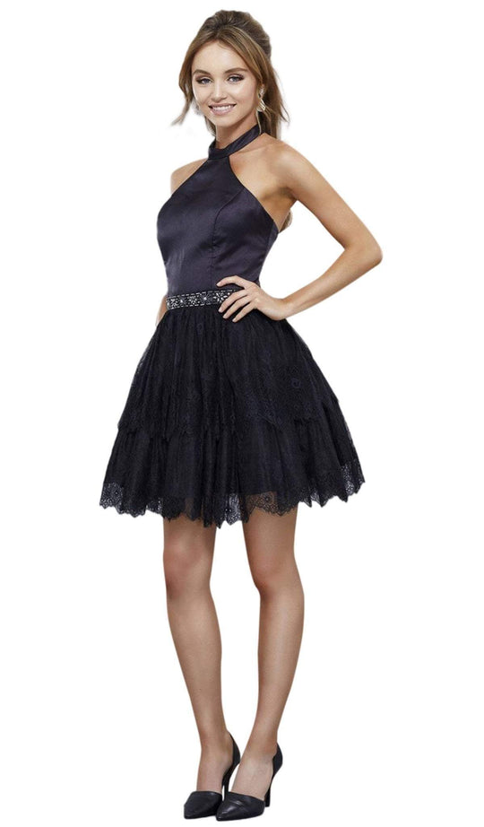 Nox Anabel - 6348 Embellished Halter Neck Cocktail Dress