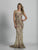Dave & Johnny - A6348 Bateau Neck Embellished Sheath Gown in Neutral