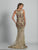 Dave & Johnny - A6348 Bateau Neck Embellished Sheath Gown in Neutral