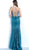 Jovani - 63493 Keyhole Halter Strap Sequined Lace Gown in Blue