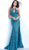 Jovani - 63493 Keyhole Halter Strap Sequined Lace Gown in Blue