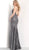 Jovani - 63494 Sequined Plunging V-neck Trumpet Dress In Gray