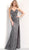 Jovani - 63494 Sequined Plunging V-neck Trumpet Dress In Gray