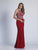 Dave & Johnny - A6350 Halter Neck Embellished Sheath Gown in Red