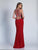 Dave & Johnny - A6350 Halter Neck Embellished Sheath Gown in Red