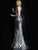 Jovani - Metallic Halter Trumpet Dress With Train 63510 In Black and Silver