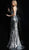 Jovani - 63510 Embellished Halter Trumpet Dress With Train in Black and Silver