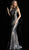 Jovani - 63510 Embellished Halter Trumpet Dress With Train in Black and Silver