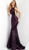 Jovani - 63512 Sequined Bateau Velvet Trumpet Dress With Train in Purple