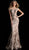 Jovani - Floral Sequined Off Shoulder Mermaid Evening Dress 63516 In Brown and Gold