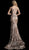 Jovani - Floral Sequined Off Shoulder Mermaid Evening Dress 63516 In Brown and Gold