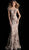 Jovani - Floral Sequined Off Shoulder Mermaid Evening Dress 63516 In Brown and Gold