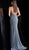 Jovani - 63538 Beaded Jersey Cross Halter Trumpet Dress in Gray