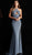 Jovani - 63538 Beaded Jersey Cross Halter Trumpet Dress in Gray
